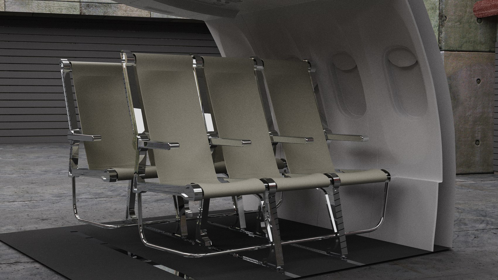 AeroSling seating in an aircraft cabin
